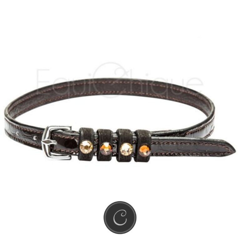 Sporenriem croco lak Bruin