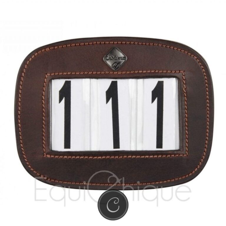 Startnummer LeMieux bruin leer