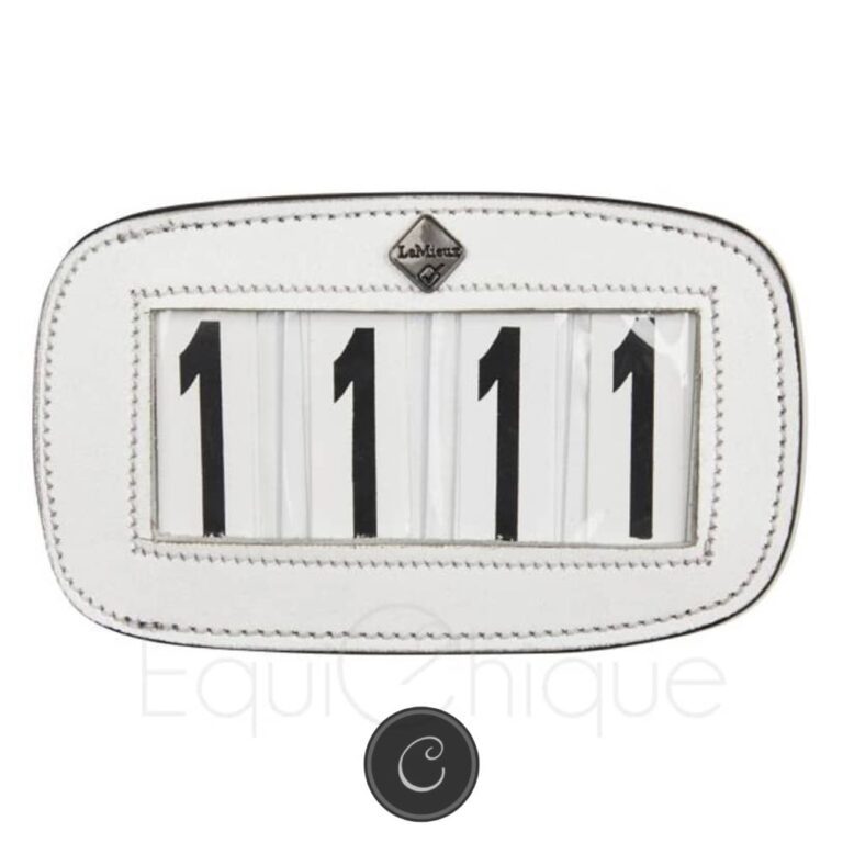 Startnummer LeMieux wit leer 4 cijfers