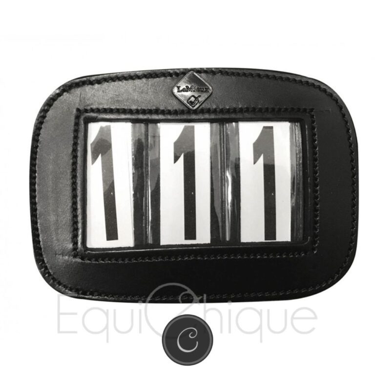Startnummer LeMieux zwart leer