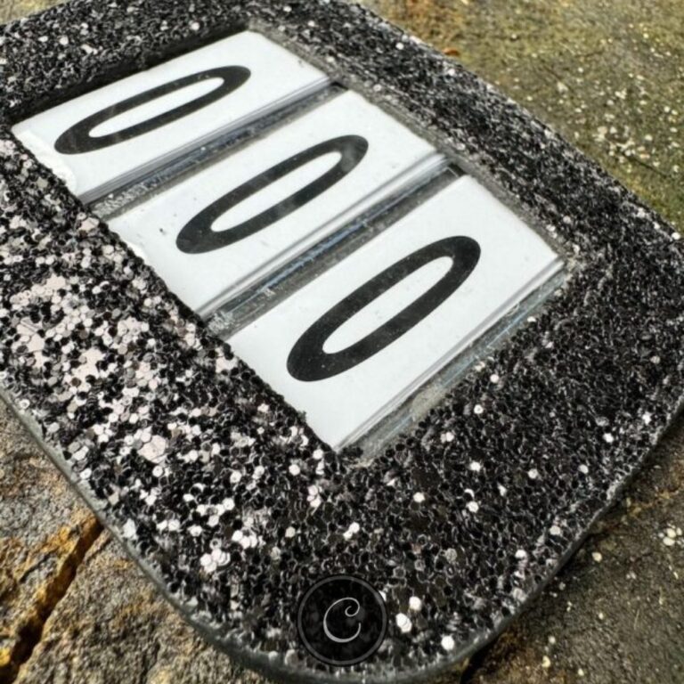 Startnummer zwart glitter