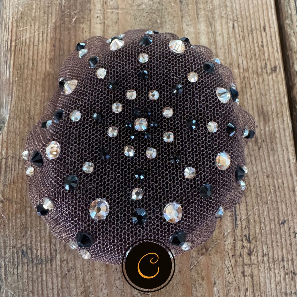 Haarnetje met Donut rose Zwart strass