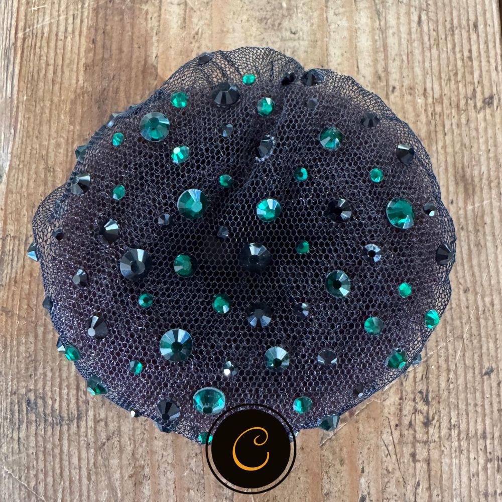 donut groen zwart strass haarnetje