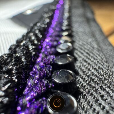 Equiline Octagon Wit Zwart rhinestones paars lurex zwart