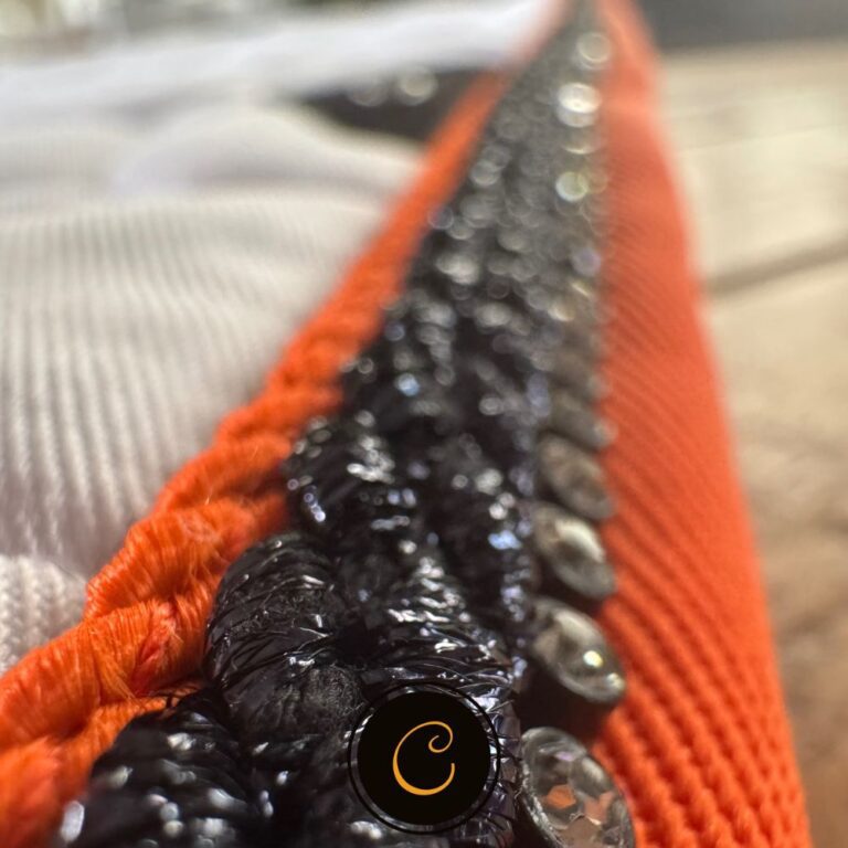 equiline octagon oranje zwart rhinestones oranje